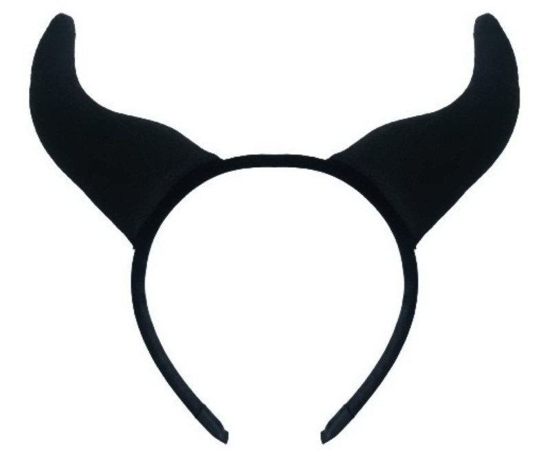 lot 1019498 image: Products4ushop Velvet Devil Horn Headband and Hair Clips Set, Halloween Costume Accessories, Gothic Demon Look for Cosplay & Party H4 (Black) - Retail $8