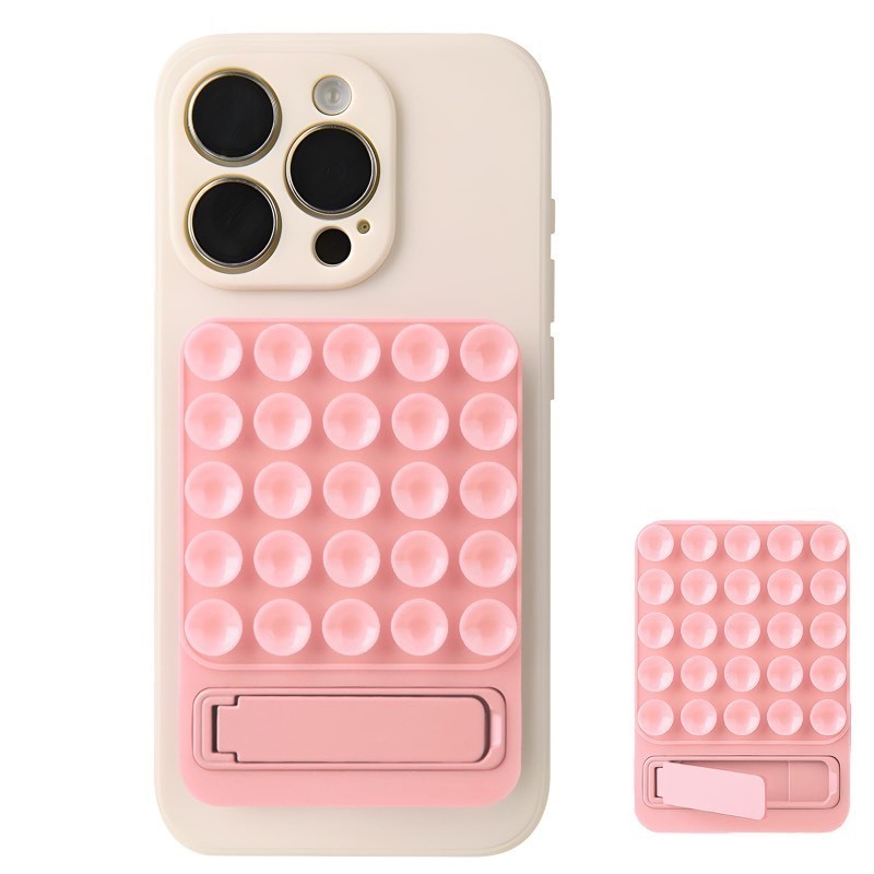 lot 1019542 image: 2 in 1 Suction Cup Phone Mount,Hands-Free Sticky Phone Grip Mount,Multi-Purpose Phone Sticky Grip for iPhone and Android for Phone��Suction Phone Mount for Selfies and Tiktok Video(Light Pink) - Retail $9