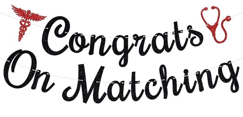 lot 1020115 image: Congrats on Matching Banner, Congrats NurseFuture Doctor, 2025 Med School Match DayMedical College Residency Party Decoration Supplies, Black Glitterr - Retail $9