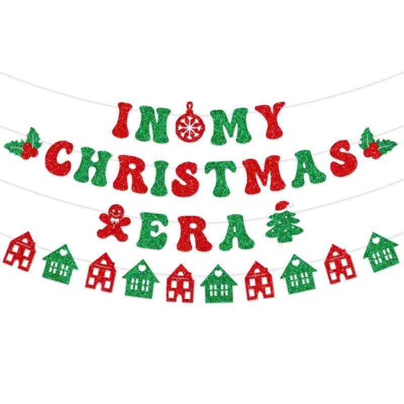 lot 1020143 image: Merry Christmas Banner, Christmas Banners for Inside, Merry Christmas Banner Garland, Xmas Party Decorations, Red and Green Christmas Banner, Christmas Party Supplies, Made of Paper - Retail $6