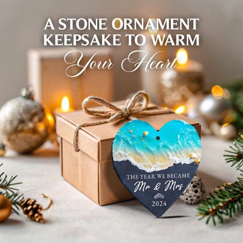 lot 1020179 image: 4 Stone Wedding Ornament 2024 Mr and Mrs Decorations Gifts, Engaged Anniversary Newlywed Just Married Gift for Bridal Shower Him Her Girlfriend Boyfriend Husband Wife Bride to Be Fiance HOT101-H