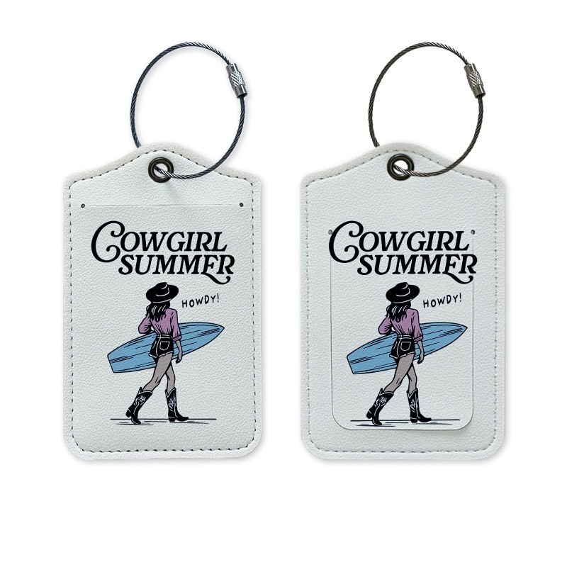 lot 1020199 image: Yetmadi Coastal Cowgirl Luggage Tag, Coastal Beach Luggage Tags for Suitcases, Teen Girls Cowgirl Gifts, Privacy Protection PU Leather Travel Name Tags Identifiers for Luggage - Retail $10