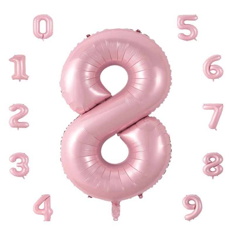 lot 1020360 image: Number 8 Balloon, Pastel Pink Number Balloons 40 Inch Mylar Helium Birthday Balloons, Self Inflating Giant Foil Balloons Numbers for Kids Birthday Women Anniversary Party Decorations Supplies - Retail $6