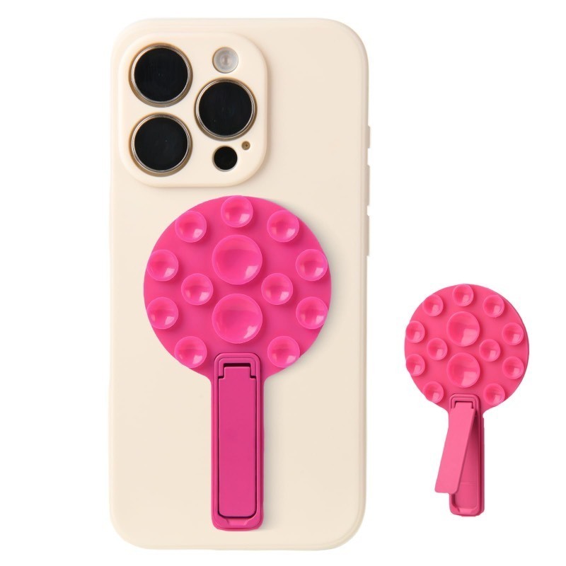 lot 1021020 image: 2 in 1Suction Cup Phone Mount,Hands-Free Sticky Phone Grip Mount,Multi-Purpose Phone Sticky Grip for iPhone and Android for Phone��Suction Phone Mount for Selfies and Tiktok Video(Pink) - Retail $6