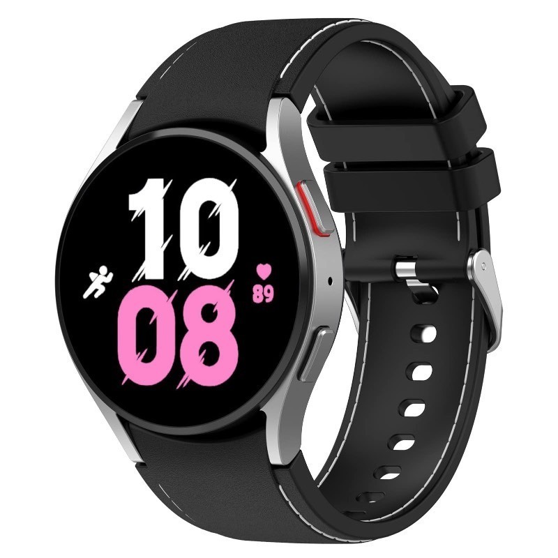 lot 1021103 image: MOTONG for Samsung Galaxy Watch 5 Replacement Band Replacement Silicone Wrist Strap Band for Samsung Galaxy Watch 54 40MM  44MM(Black  White, S) - Retail $13