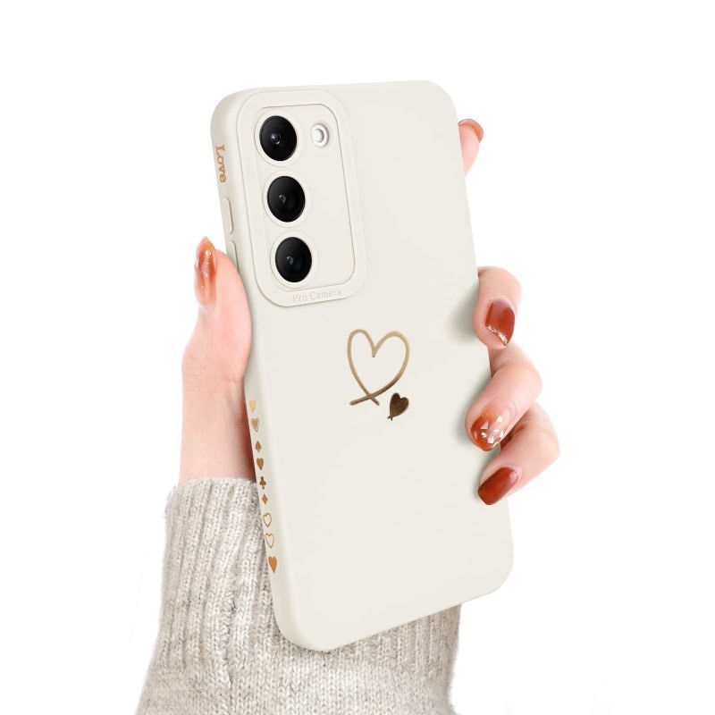 lot 1021217 image: Newseego for Samsung Galaxy S23 Case Girls Women, Cute Love Heart Pattern Phone Case Flexible Liquid Silicone Shockproof Protective Bumper Cover for Samsung Galaxy S23-White - Retail $10