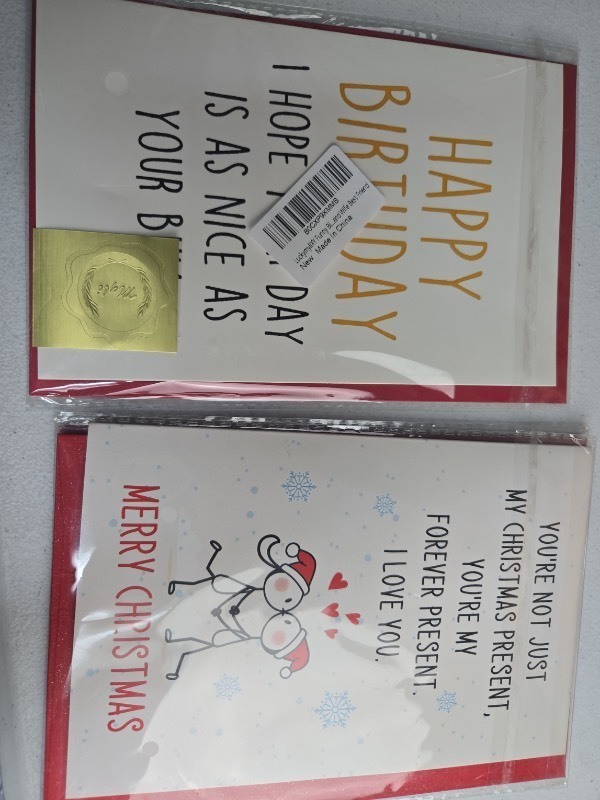 lot 1021594 image: Birthday and Christmas Greeting Cards Set Romantic Cards Set for Wife Girlfriend Partner Spouse - Cards with Red Envelope Set of 2 - Retail $8