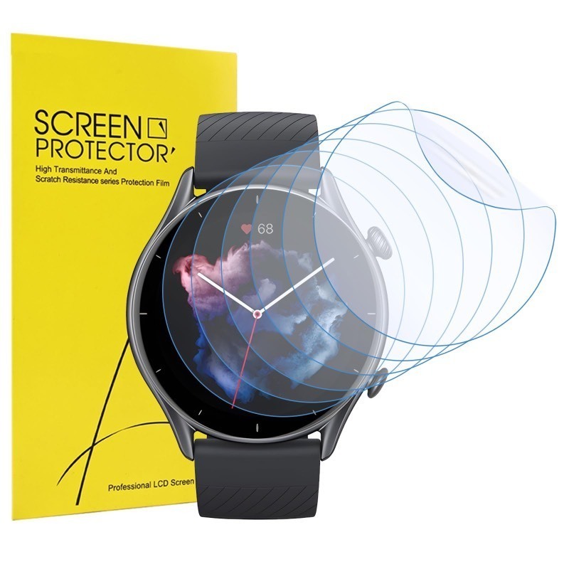 lot 1022128 image: Kimiyaki 6 Pack for Amazfit GTR 3 Blue Light Blocking Screen Protector Anti-Blue Lighting, Soft TPU Clear Film for Amazfit GTR 3,HD Transparent,Touch Sensitive - Retail $5