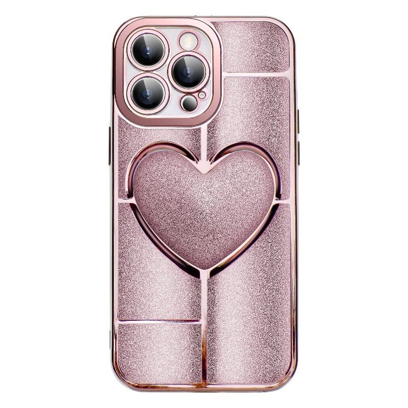 lot 1022132 image: Cyberowl Compatible with iPhone 12 Pro Case for Girls Women - Luxury Clear Glitter Case 6.1 Inch,Cute 3D Love Heart Pattern,Bling Case Plating Soft TPU - Shockproof Camera Protective Back Cover,Pink - Retail $10