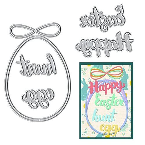 lot 1022133 image: Metal Easter Eggs Cutting Dies, Spring Happy Easter Words Dies Cuts for Card Making Templates Embossing Mould DIY Bows Stencils Scrapbooking Craft Album Paper Card Decor - Retail $5