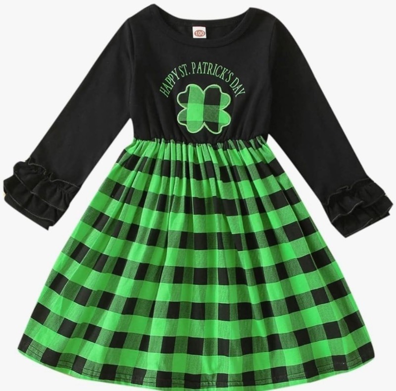 lot 1022159 image: St. Patricks Day Baby GirlsCotton Romper -Bright Green Festive Shamrock Design Size 90 - Retail $19