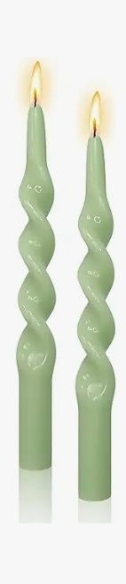 lot 1022391 image: Green Spiral Taper Candles 2pcs 10 inch Long Twisted Tapered Candles Yellow Candlesticks Home D�cor for Dinner Party Wedding - Retail $11