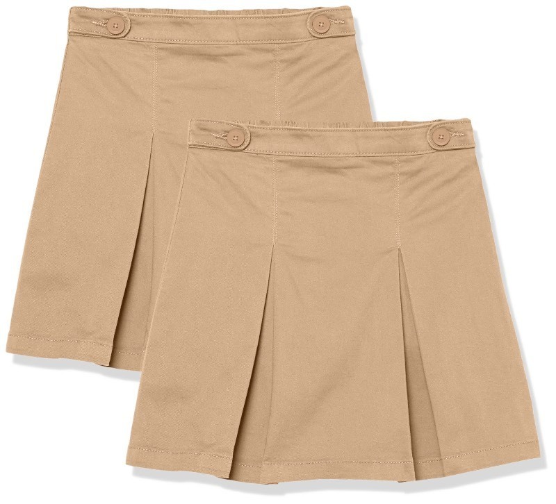 lot 1022587 image: Amazon Essentials Girls Uniform Scooter Skirts, Pack of 2, Khaki Brown, X-Large Plus - Retail $41