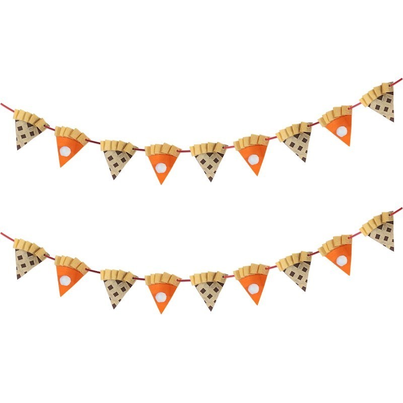 lot 1022593 image: 2 Pcs 4.3FT Felt Pumpkin Pie Garland Pumpkin Pie Hanging Banner for Autumn Thanksgiving Party Supplies Home Wall Decor - Retail $13
