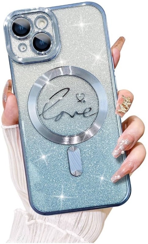 lot 1193188 image: KANGHAR Magnetic Glitter Case for iPhone 15 Pro Max 6.7 in, Clear Gradient Love Heart Pattern Design Compatible with Magsafe Charging Camera Protection Soft Cover for Women Girls (Blue) - Retail $11