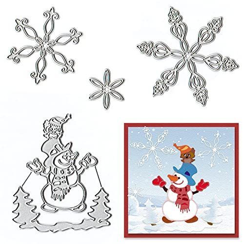 lot 1193307 image: ALIBBON 2Pcs Christmas Dies Snowflake Snowman Metal Die Cuts for Card Making and Scrapbooking, Christmas Tree Cutting Dies Template Molds Die Cuts for DIY Photo Album Paper Embossing Card Decoration - Retail $5