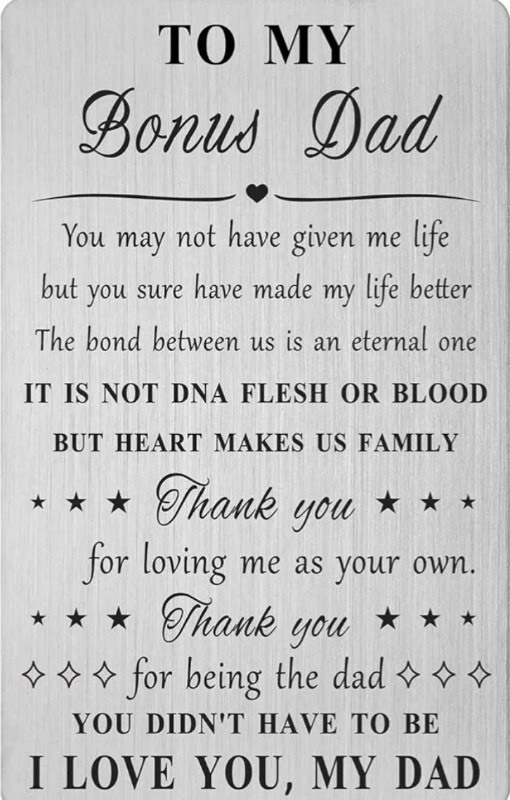 lot 1193399 image: Stepdad Birthday Card - Step Dad Gifts from Daughter - Thank You for Loving Me As Your Own - Bouns Dad Birthday Wallet Card Gifts - Retail $7