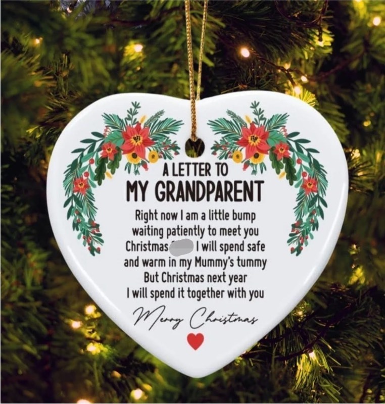 lot 1193436 image: Letter To My Grandparents - Promoted to Grandparents Ornament, Baby Coming Soon 2024 - Retail $32