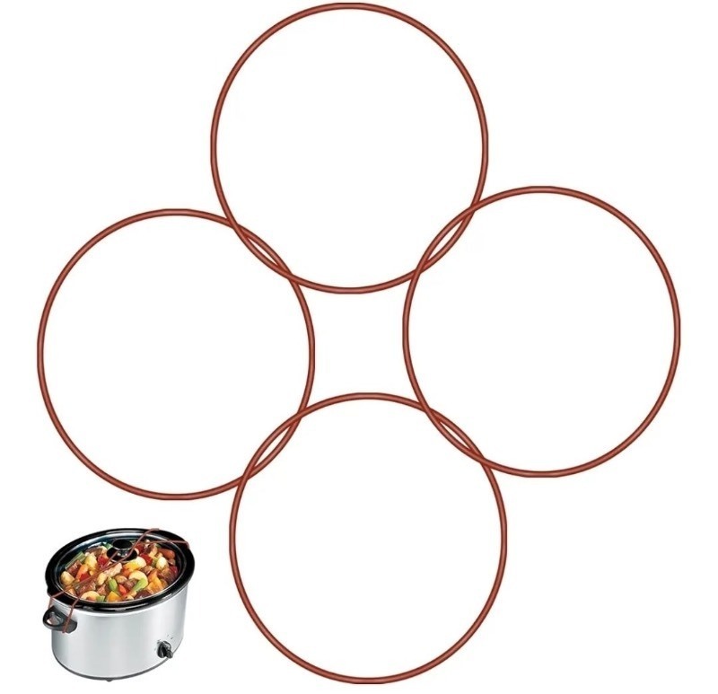 lot 1194199 image: 4pcs Lid Latch Strap Rubber Band for Fix Pot Lid, Compatible with Hamilton Beach 6,7,8 quart Crock Pot Slow Cooker (Red) - Retail $13
