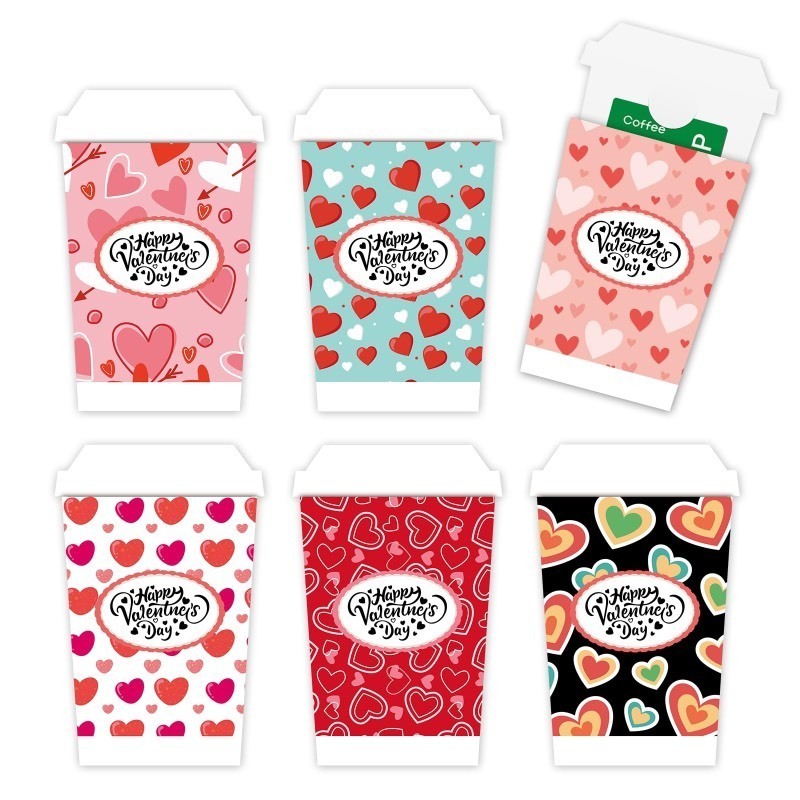 lot 1194385 image: LBEYOLP Teacher Valentines Day Gift Card Holders, 6 Pack Latte Coffee Cup Gift Card Holder for Thank Teachers Friends School Colleagues Giftcard Holder Appreciation Present - Retail $5