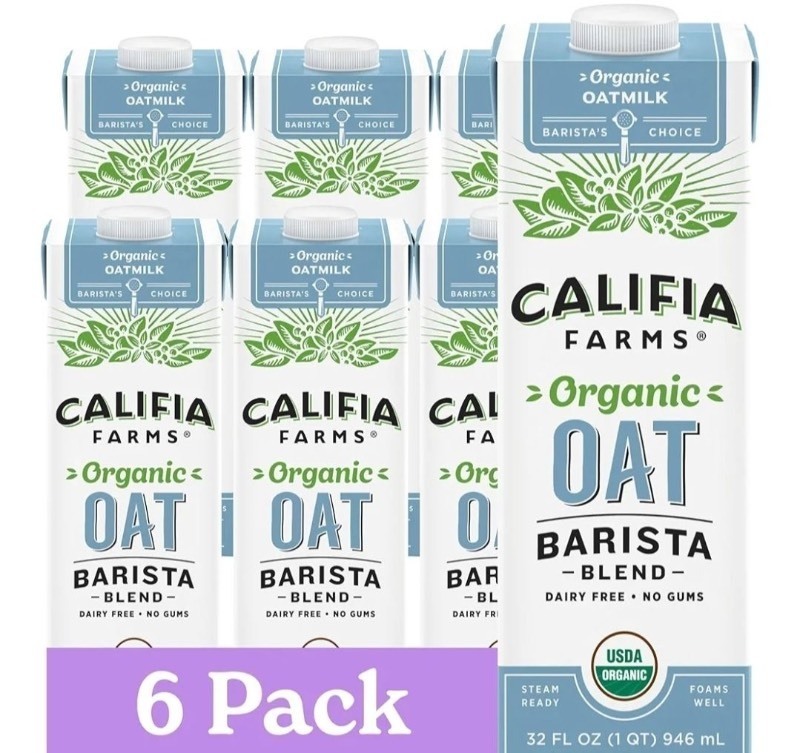 lot 1194393 image: Califia Farms Organic Oat Barista Blend - 6 Pack Best By May 12, 2025 - Retail $10