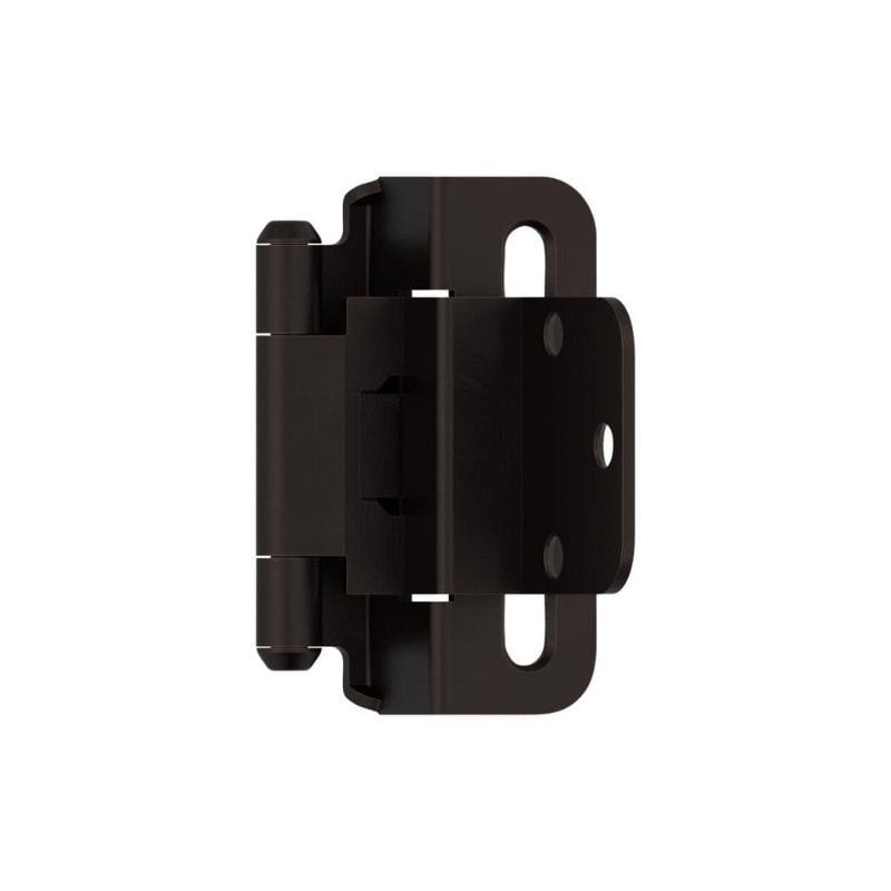 lot 1194513 image: Amerock 38in (10 mm) Inset Self-Closing  Partial Wrap Oil-Rubbed Bronze Hinge - 1 Pair - Retail $65
