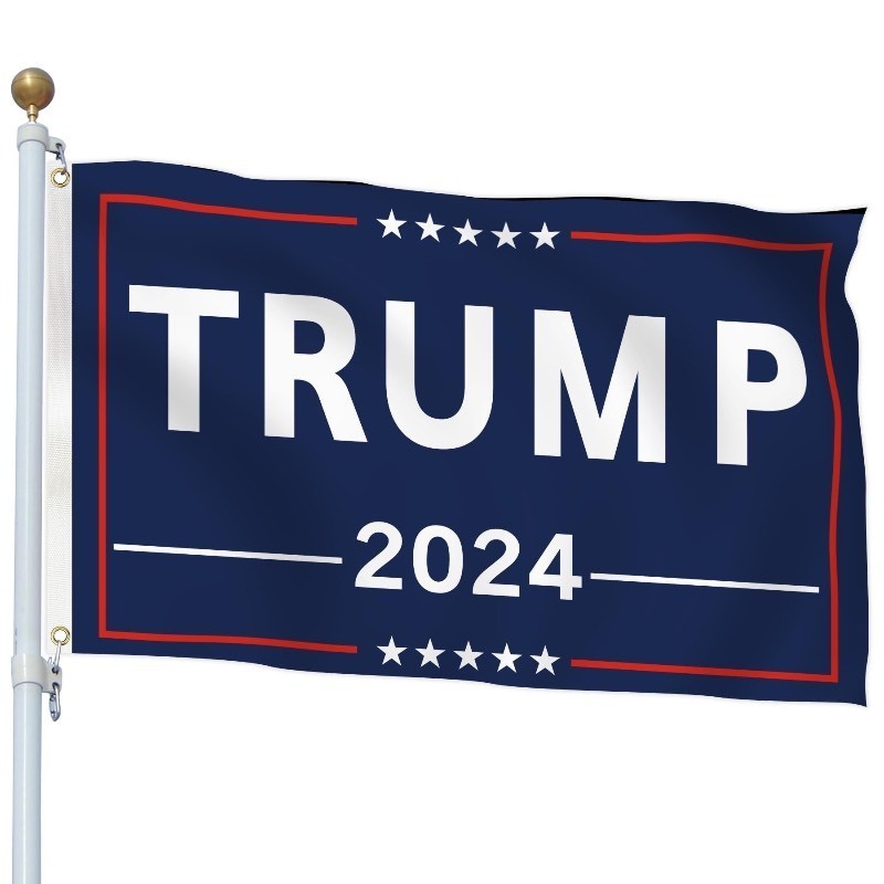 lot 1194516 image: Generic Trump 2024 Flag President Campaign Flag 3X5 Ft Outdoor Flag 100D Polyester with 2 Brass Grommets - Retail $10