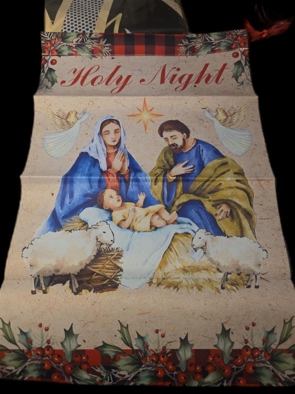 lot 1194537 image: Christmas Yard Flags for Outdoor Decoration - 12x18 Inch Holy Night Family Party Garden Flag Decorations Gift, Christian Nativity Winter Outdoors Adornments, Jesus is The Reason for The Season Sign - Retail $6