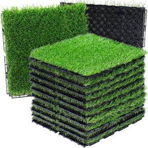 lot 4081 image: Artificial Grass Interlocking Deck Tiles - 27ct