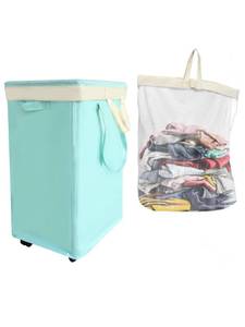 lot 4088 image: SUNBABA 75L Collapsible Tall Laundry Hamper, Laundry Basket with Wheels with Removable Wash Bag Waterproof Clothes Hamper, Narrow Corner Clothes Bins with Handles for Bathroom - Beige (color varies from stock photo)