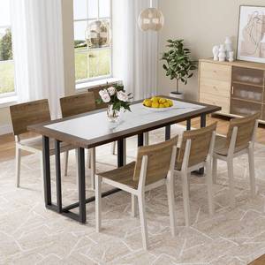 lot 19244 image: PAKASEPT 70.8 Large Kitchen Dining Room Table for 6-8 People, Rustic Farmhouse Wood Style Rectangle Apartment Dinning Room Dinette Tables for Eating Dinner