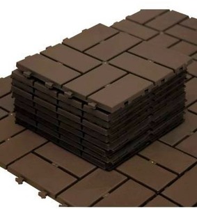 lot 27992 image: Interlocking Deck Tiles - Dark Brown, 44pcs