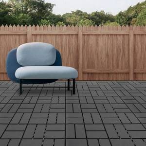 lot 27994 image: Skillmaid 36pcs Plastic Interlocking Deck Tiles - 12x12 Waterproof Indoor Outdoor Flooring All Weather Use, Patio Floor Decking for Porch Poolside Backyard Balcony Grey