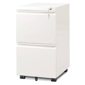 lot 27995 image: DEVAISE 2 Drawer Mobile File Cabinet with Lock, Commercial Vertical Cabinet, White