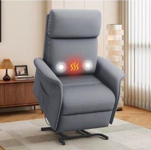 lot 28000 image: Dual Motor Power Lift Recliner Chair for Elderly with Massage and Heat, Electric Recliner Chairs for Adults with Large Seat and Tall Backrest, Infinite Position, Fabric, Dark Grey - Retail $289.99