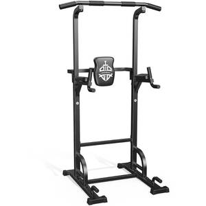 lot 28038 image: Sportsroyals Pull Up Bar Dip Station Power Tower Assistive Trainer Multi-Function Home Gym Strength Training Fitness Equipment 450LBS - Retail $169.99