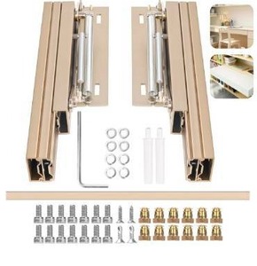 lot 28047 image: 68 lbs Load Capacity Cabinet Drawer Conversion Extension Table Mechanism - Hidden Dining Table Extension Table Top - Push Lift Slide Hardware Kit - Add 14.6 Inches to a Dining Table or Desk