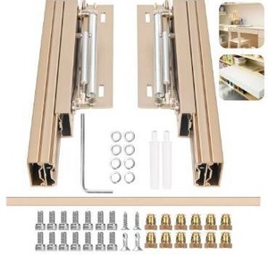 lot 28048 image: 68 lbs Load Capacity Cabinet Drawer Conversion Extension Table Mechanism - Hidden Dining Table Extension Table Top - Push Lift Slide Hardware Kit - Add 14.6 Inches to a Dining Table or Desk