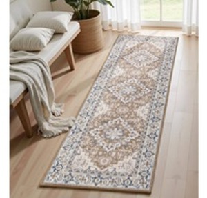 lot 31033 image: Lofus 2x6 Runner Rug for Hallways, Washable Kitchen Rugs, Non-Slip Rugs for Entryway and Bedroom, Vintage Boho Carpet, Soft Low Pile Long Runner Area Rug, Floral Brown