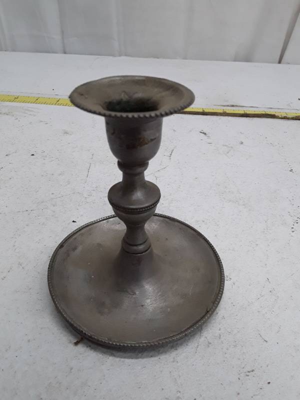 lot 33355 image: Vintage Pewter Candlestick with Makers Mark
