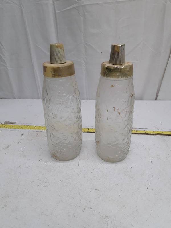 lot 33358 image: Vintage Glass Baby Bottles with Metal Caps