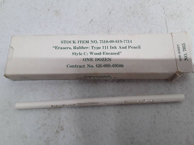 lot 33294 image: Vintage Faber-Castell Wood-Encased Rubber Erasers - Full Box