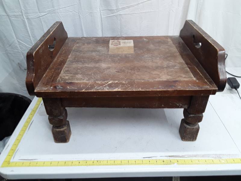 lot 32662 image: Sears Wooden Display Stand with Decorative Legs and Handles