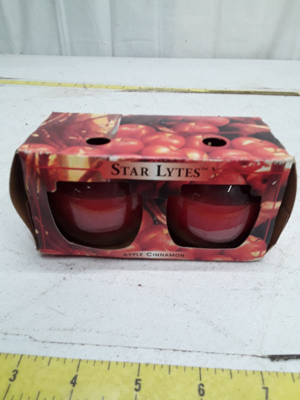 lot 32697 image: Star Lytes Apple Cinnamon Scented Candles 2-Pack, 14 Hour Burn Time