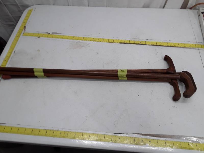 lot 32767 image: Handmade Wooden Walking Canes - Set of 4