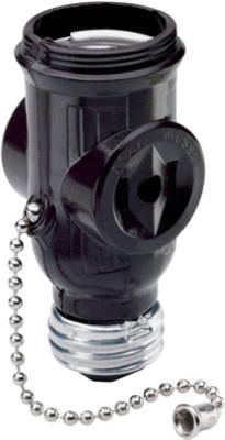 lot 32815 image: Pass & Seymour 1406CC10 660W 125V Pull Chain Lampholder Outlet Adapter - 3 pack