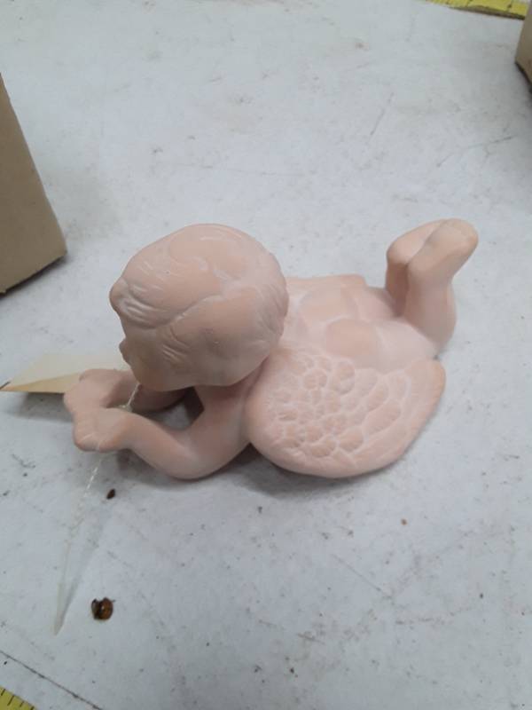 lot 32836 image: Pink Ceramic Cherub Angel Figurine