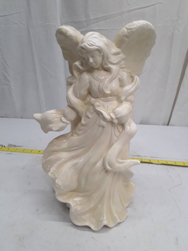 lot 32841 image: White Porcelain Angel Figurine Statue, 15-12 tall
