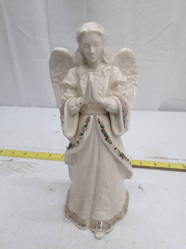 lot 32848 image: Porcelain Angel Figurine with Turquoise and Gold Trim