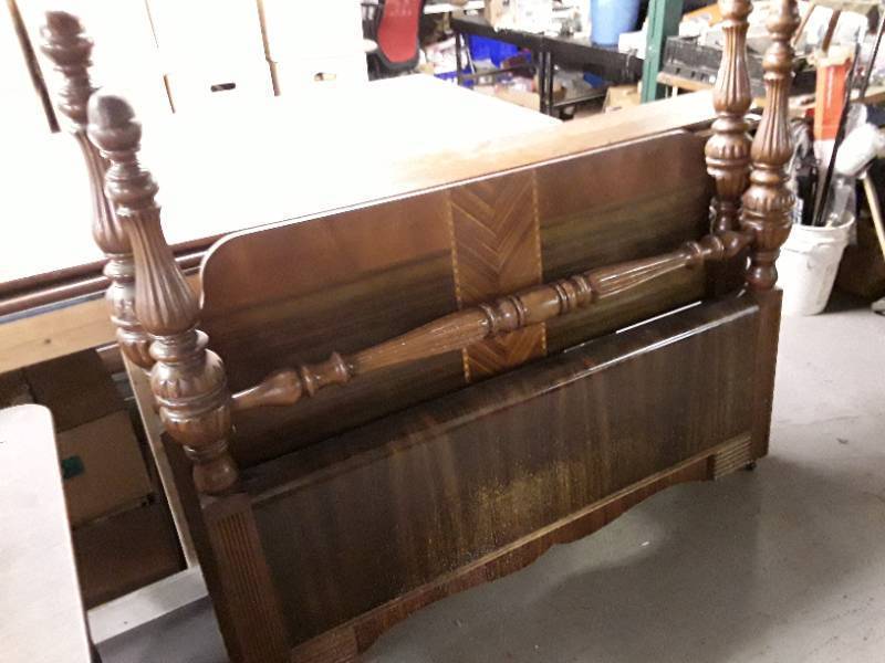 lot 33062 image: Antique Bed Frame with Coner Posts
